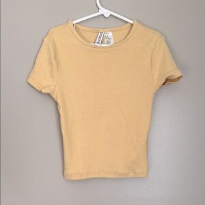 Divided Yellow Short Sleeve Fitted Tee